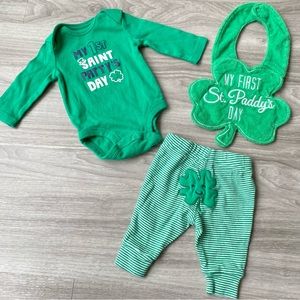 Carter’s “My 1st Saint Patty’s Day” bundle matching outfit and bib Newborn